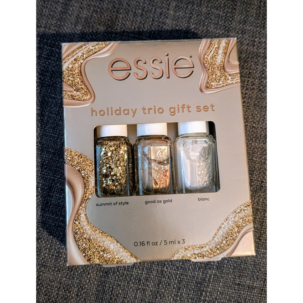 Essie Holiday Trio Gift Set Nail Polish hiSummit of Style Good as Gold Blanc